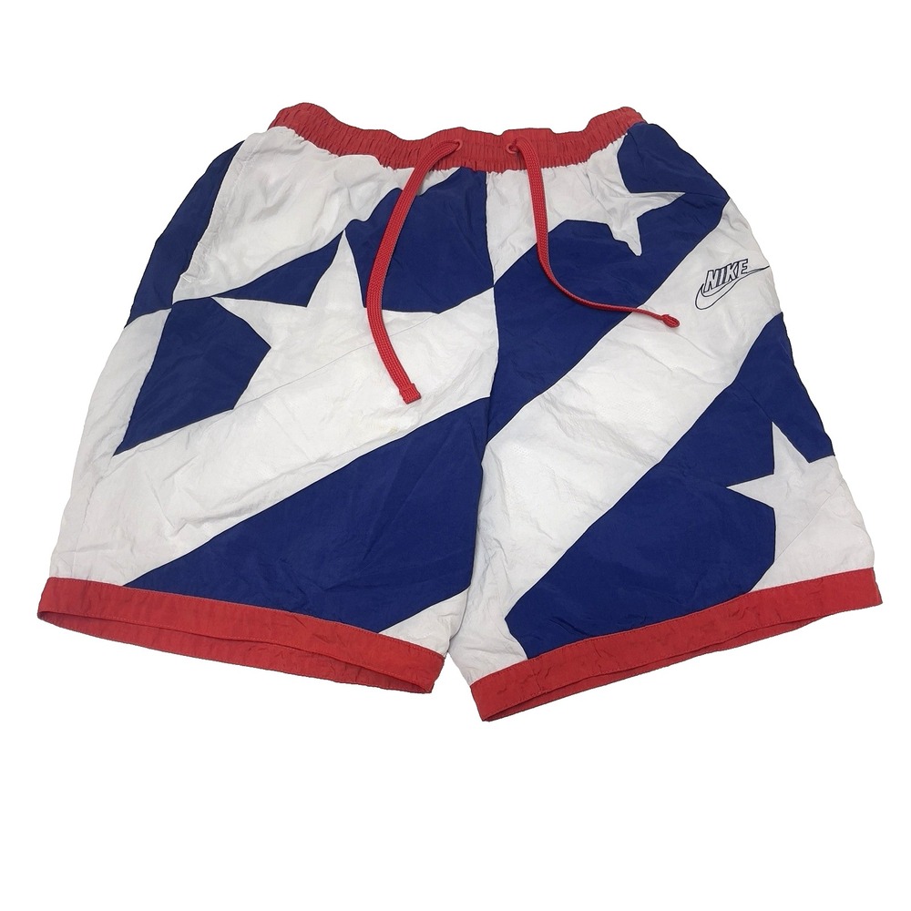 Nike USA Throwback Board Shorts Men Large white Blue Nylon Swim Trunk Basketball